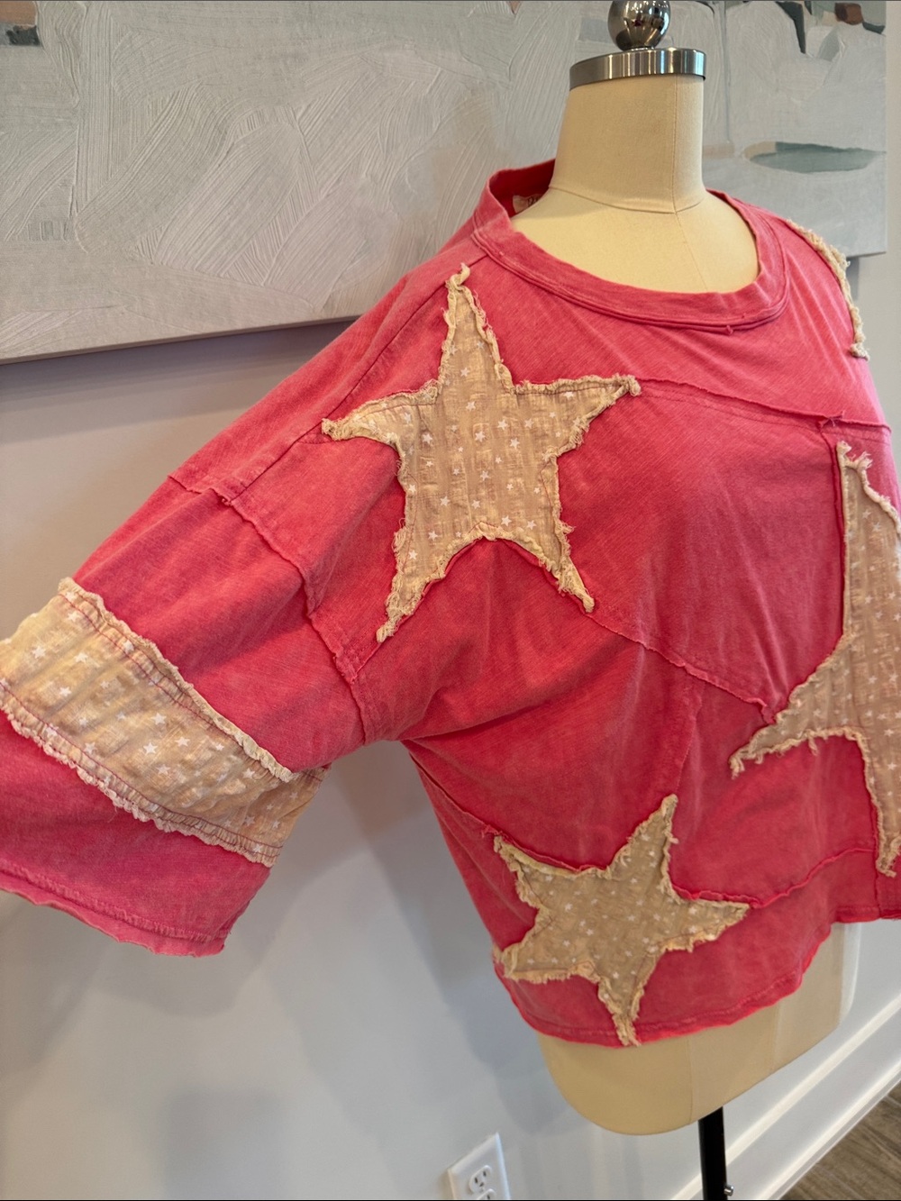 Oli & Hali Hot Pink Star Appliqué Boxy Sweatshirt- very generous size! - Picture 3 of 11